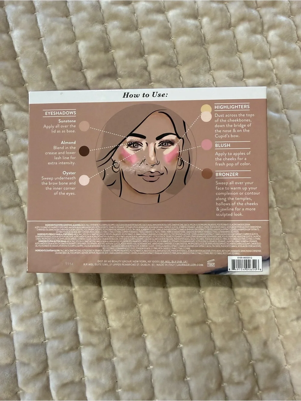 Laura Geller Pink and Mauve Marble Face Palette with Gold Accents